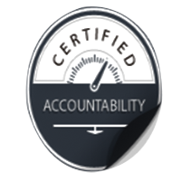 This image displays a circular badge with the words "Certified Accountability" prominently featured. The badge has a gauge-like design, symbolizing trust and responsibility, qualities emphasized in the TRaViS affiliate marketing program. The certification reinforces the program’s commitment to transparent and reliable tracking and rewards.