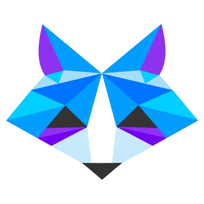 TRaViS ASM Logo - Blue, purple and black racoon.