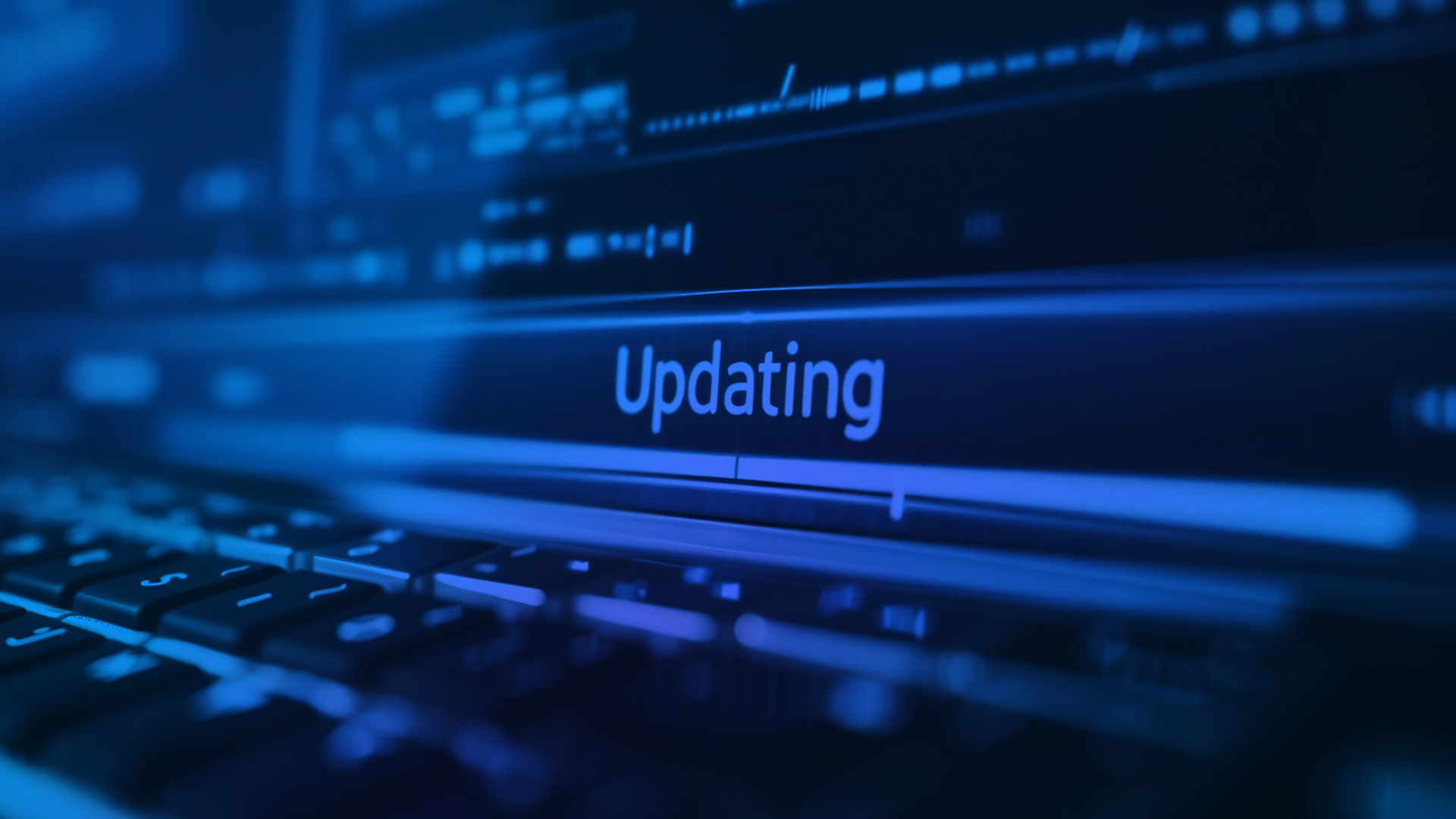 Image of a laptop updating and proactively eliminating weaknesses in your systems.