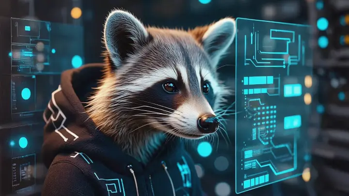 Image of a cybersecurity racoon learning what business should do now. 