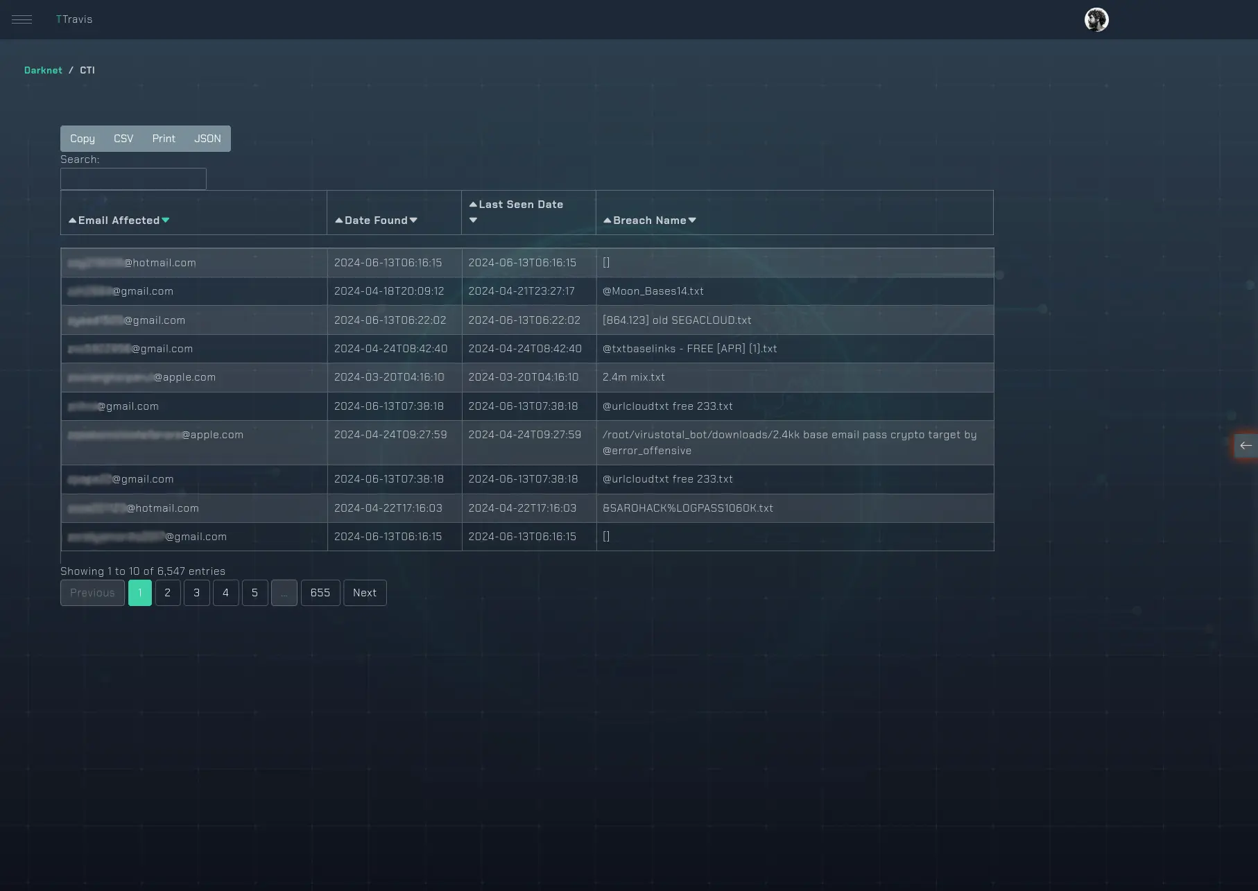 TRaViS ASM cybersecurity tool interface showcasing streamlined navigation and intuitive security management with vulnerability tracking.